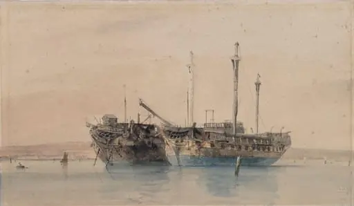 Hulks in Portsmouth Harbour, by Edward William Cooke