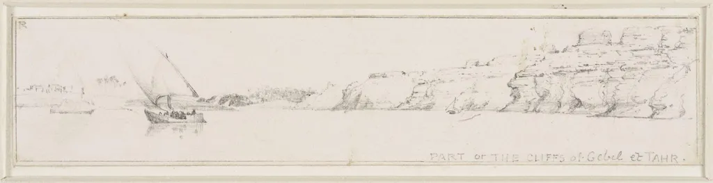 Part of the cliffs of Gebel et Tayr, by Edward William Cooke, 1874