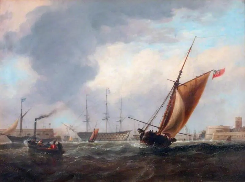 Portsmouth Harbour with the 'Victory', by Edward William Cooke