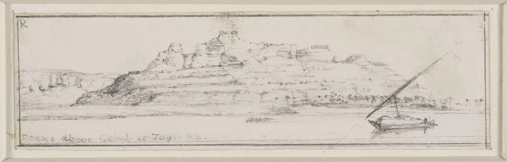 Rocks above Gebel et Tayr, by Edward William Cooke, 1874