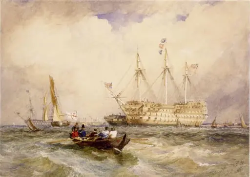 Ships of war in the Medway, off Sheerness, by Edward William Cooke