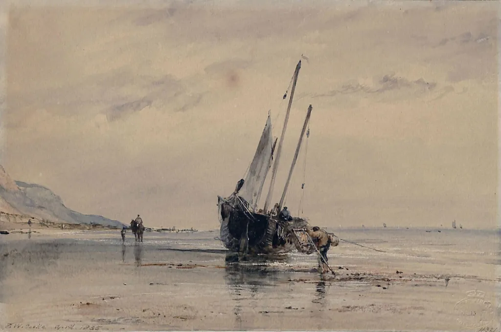 Brighton Sands, by Edward William RA FRS FSA Cooke, watercolor, 1850