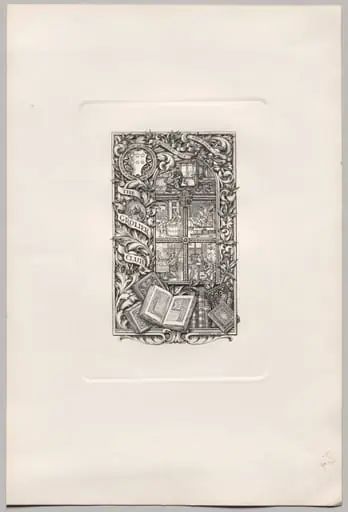 Bookplate for the Grolier Club, by Edwin Davis French