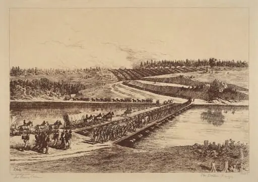 The Pontoon Bridges, by Edwin Forbes