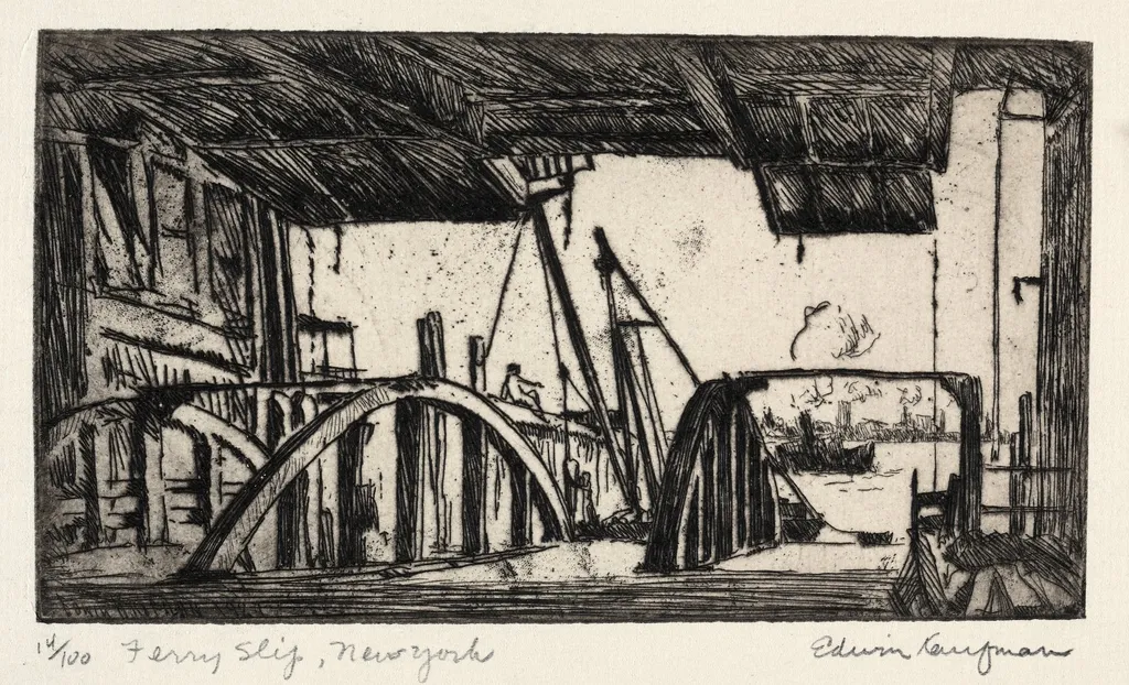 Ferry Slip, by Edwin Kaufman, 1927