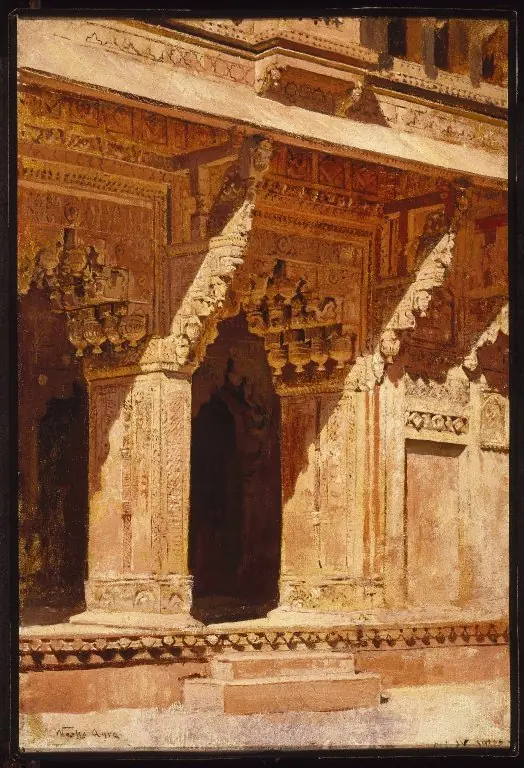 Curiously Wrought Red Sandstone Arches, Fort Agra, India, by Edwin Lord Weeks