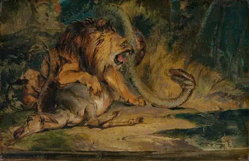 Lion Defending its Prey, by Edwin, Sir Landseer