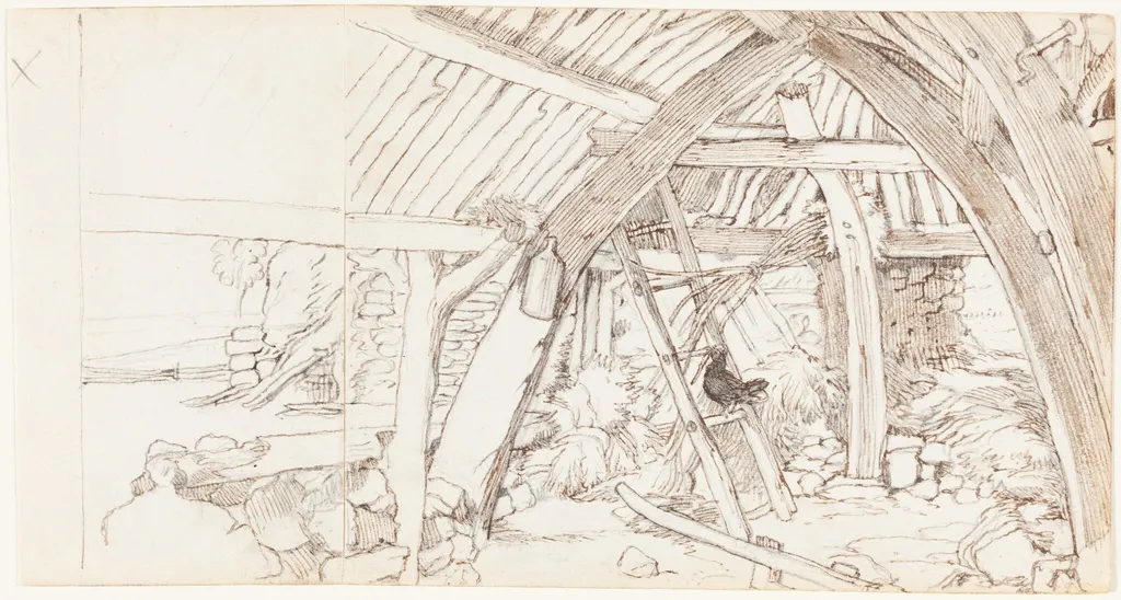 The Barn, by Edwin, Sir Landseer, ink, 1838