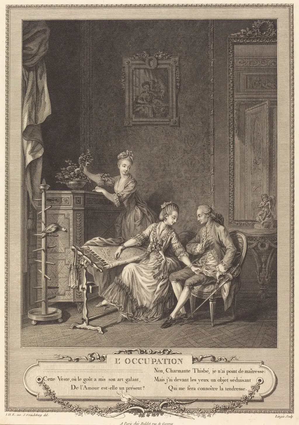 L'occupation, by Charles Louis Lingée, ink, 1784