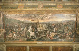 The Battle of the Milvian Bridge, by Giulio Romano, fresco, 1520