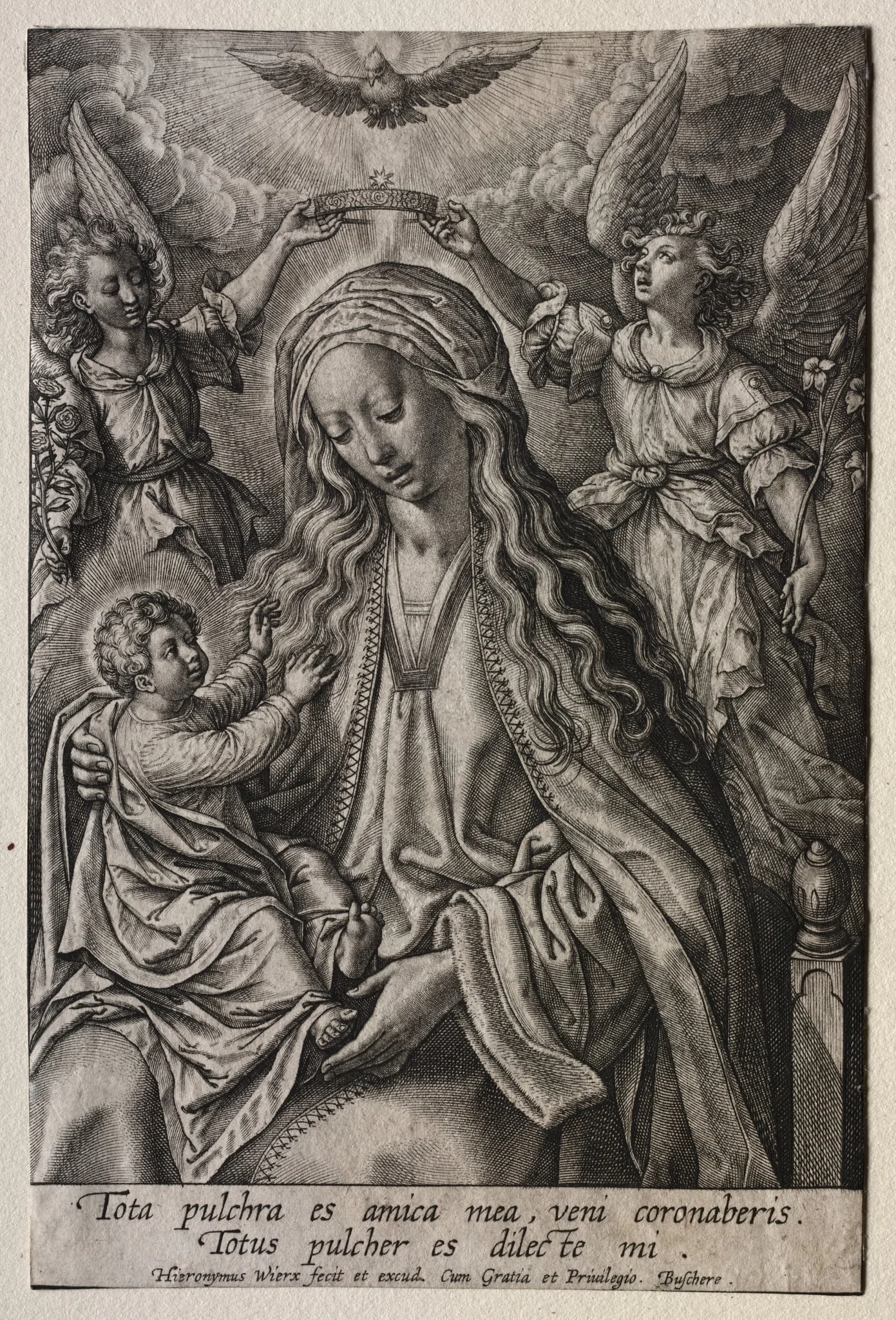 Virgin Crowned by Two Angels, detail