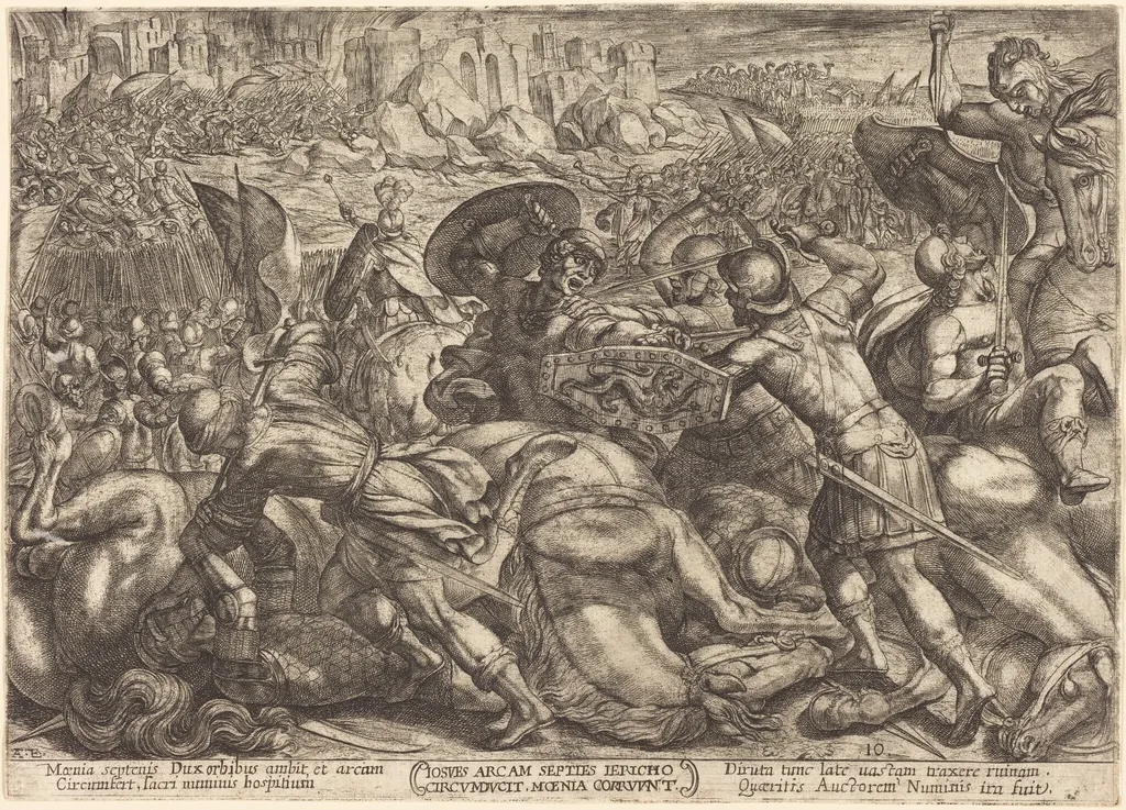 The Taking of the City of Jericho, by Antonio Tempesta, ink, 1613