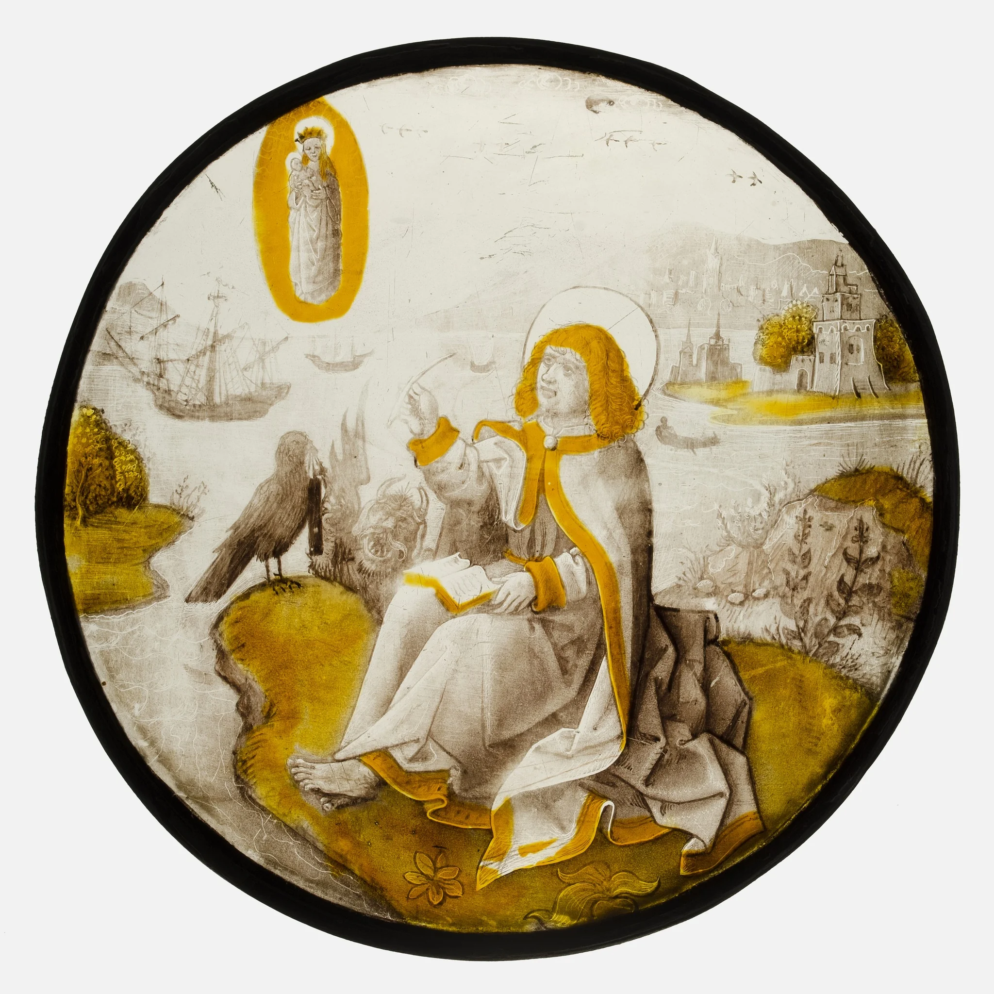 Roundel with Saint John on Patmos, detail