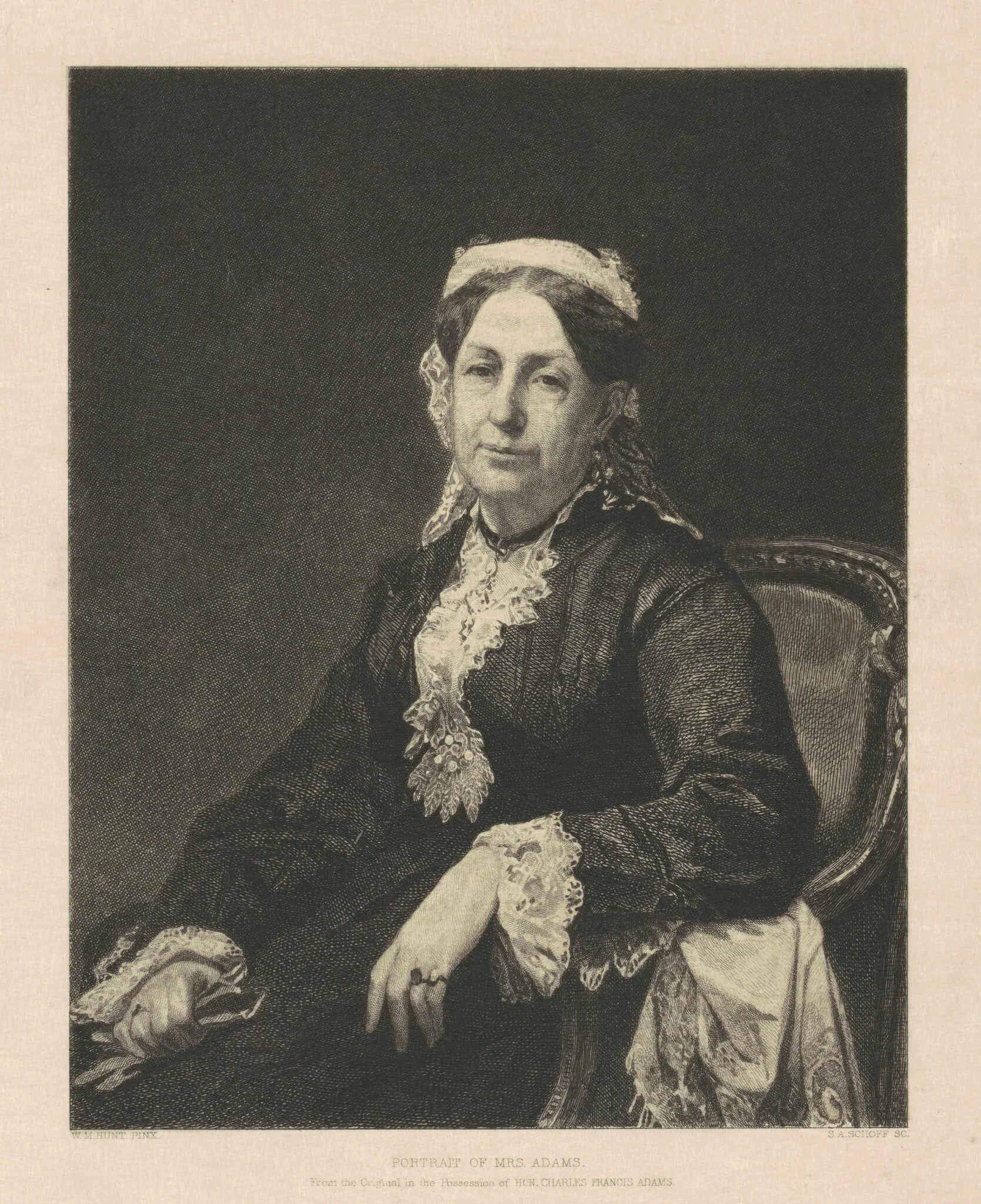 Portrait of Mrs. Adams, detail