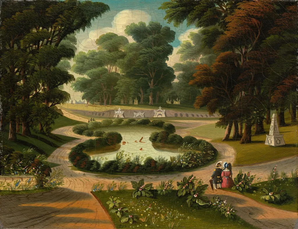 Mount Auburn Cemetery, by Thomas Chambers, oil, 1850