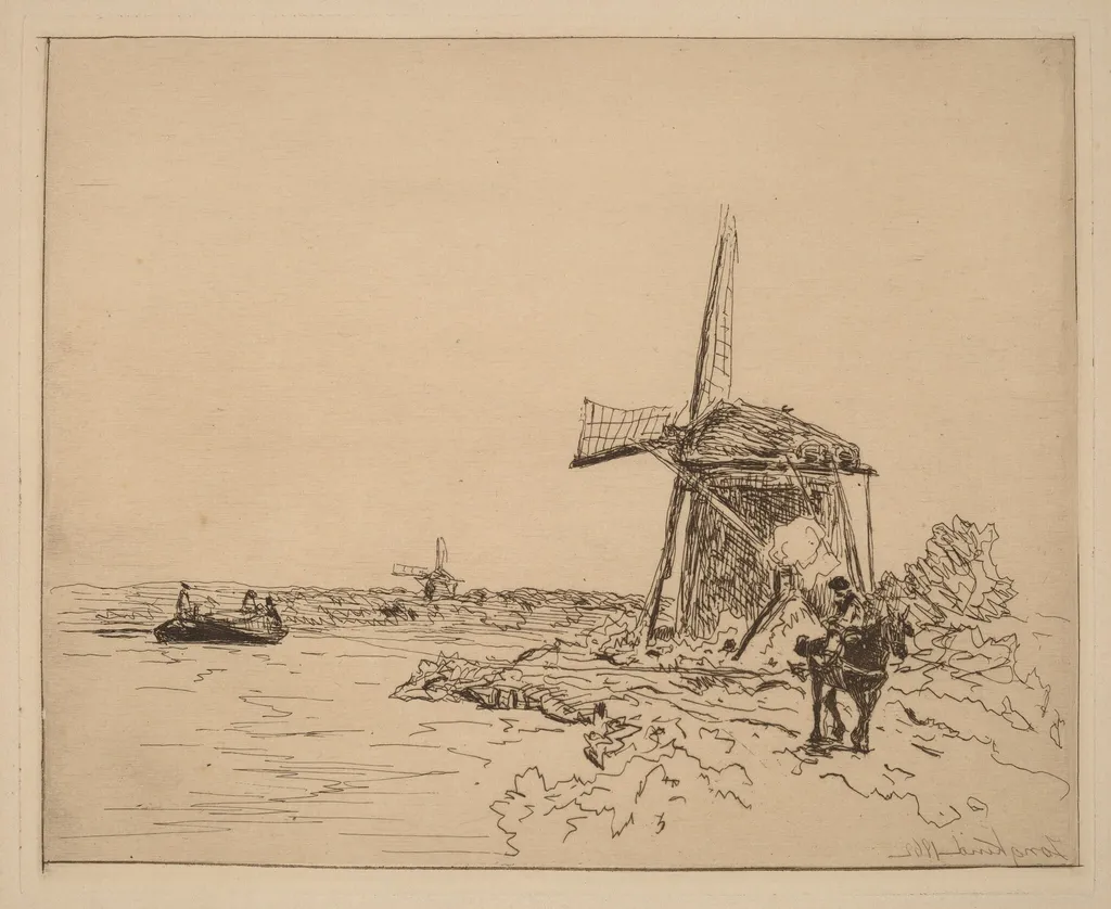 The Towpath (Le Chemin de Halage), by Johan Jongkind, ink, 1862