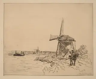 The Towpath (Le Chemin de Halage), by Johan Jongkind, ink, 1862