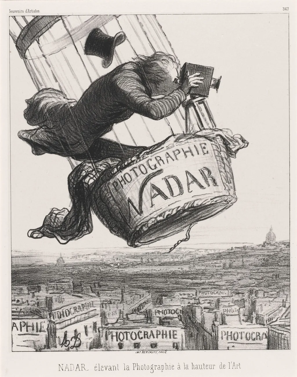 Nadar élevant la Photographie à la hauteur de l'Art (Nadar Elevating Photography to Art), by Honoré Daumier, ink, 1862