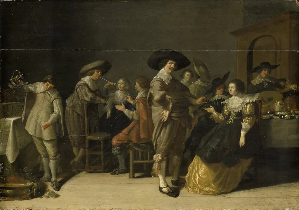 Distinguished company in a room, by Anthonie Palamedesz, oil, 1630