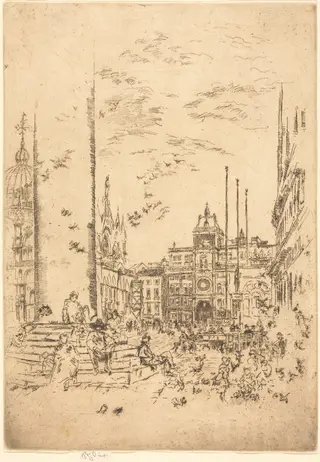 The Piazzetta, by James McNeill Whistler, ink, 1880