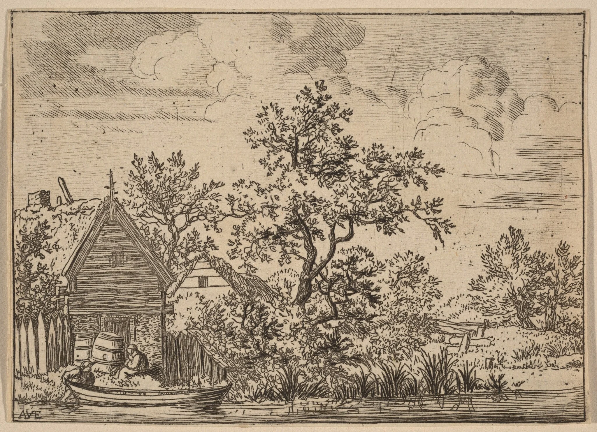 Two Casks in Front of a Cottage, detail