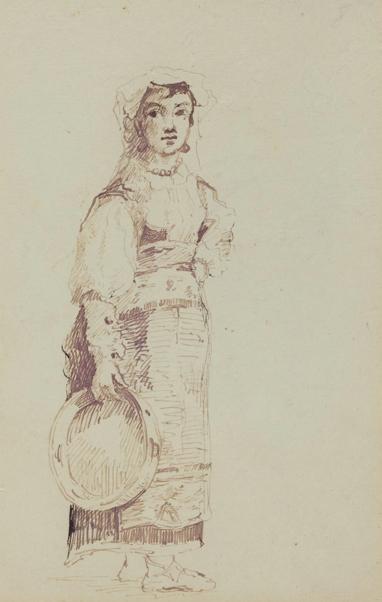 Woman with a Tambourine (verso), detail