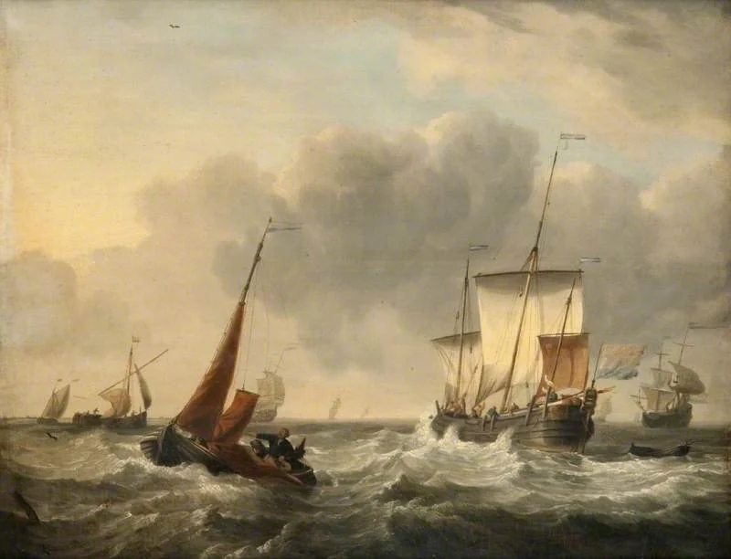 A Dutch Fishing Buss under Sail, with Other Vessels in a Breeze, detail