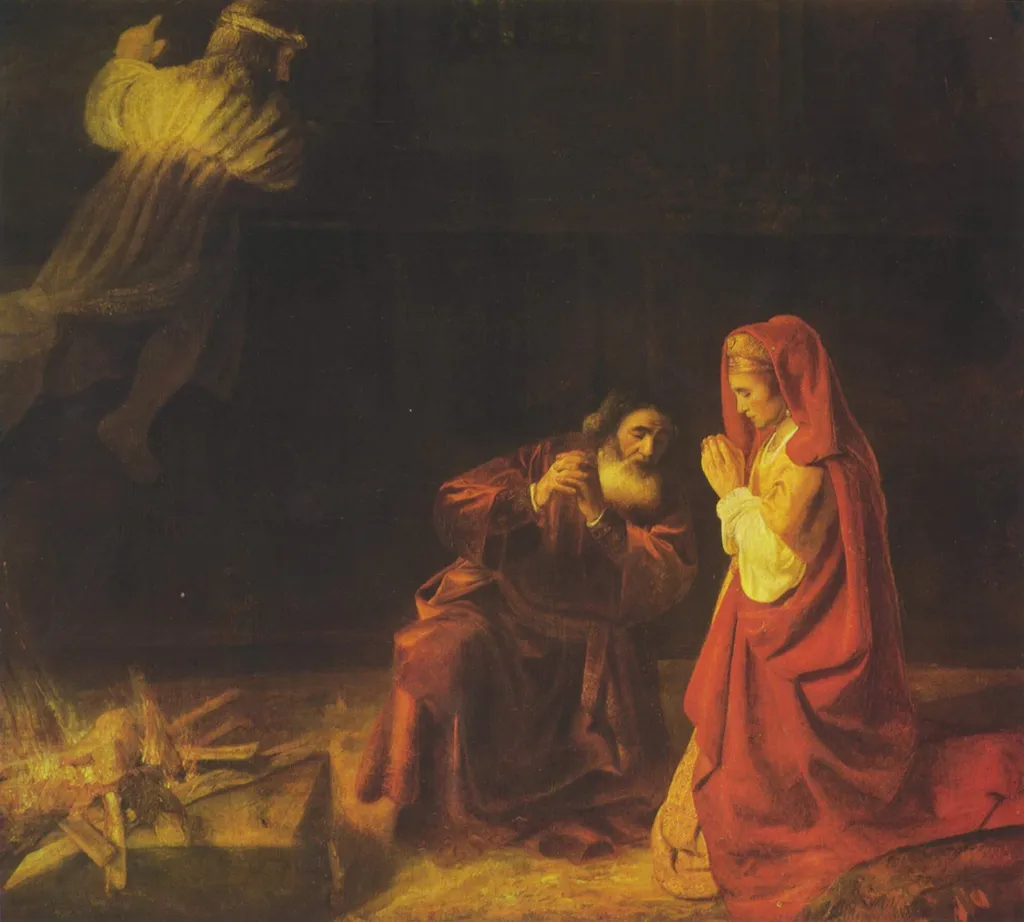 Manoah's Sacrifice, by Rembrandt, oil, 1641