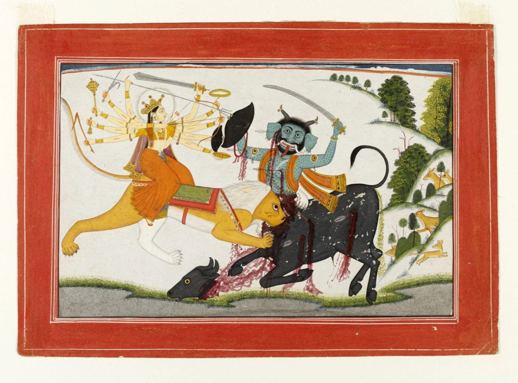 Durga and Mahishasura, detail
