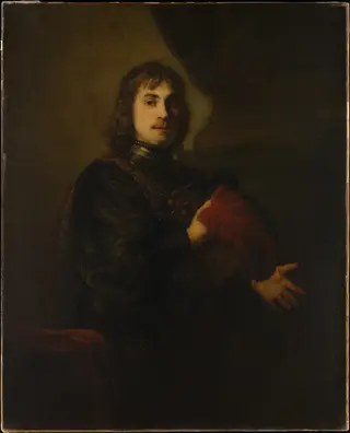 Portrait of a Man with a Breastplate and Plumed Hat, by Rembrandt van Rijn, oil, 1640