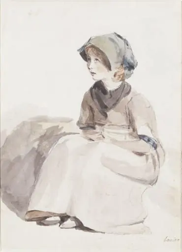 A Suffolk Child: sketch for 'The Valley Farm', by John Constable, paint, 1835