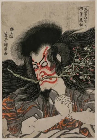 Ichikawa Danjuro VII as Kan Shojo in the Mt. Tenpai Scene, from the series Famous Kabuki Plays, by Utagawa Kunisada, 1814