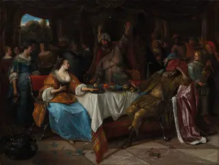 Esther, Ahasuerus, and Haman, by Jan Steen, oil, 1668