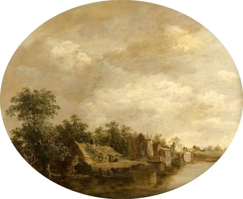 Cottages by a Canal, detail