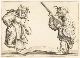 Dancers with Lute, by Jacques Callot, ink, 1622