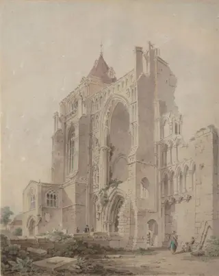 Croyland Abbey, by Paul Sandby Munn, watercolor, 1812