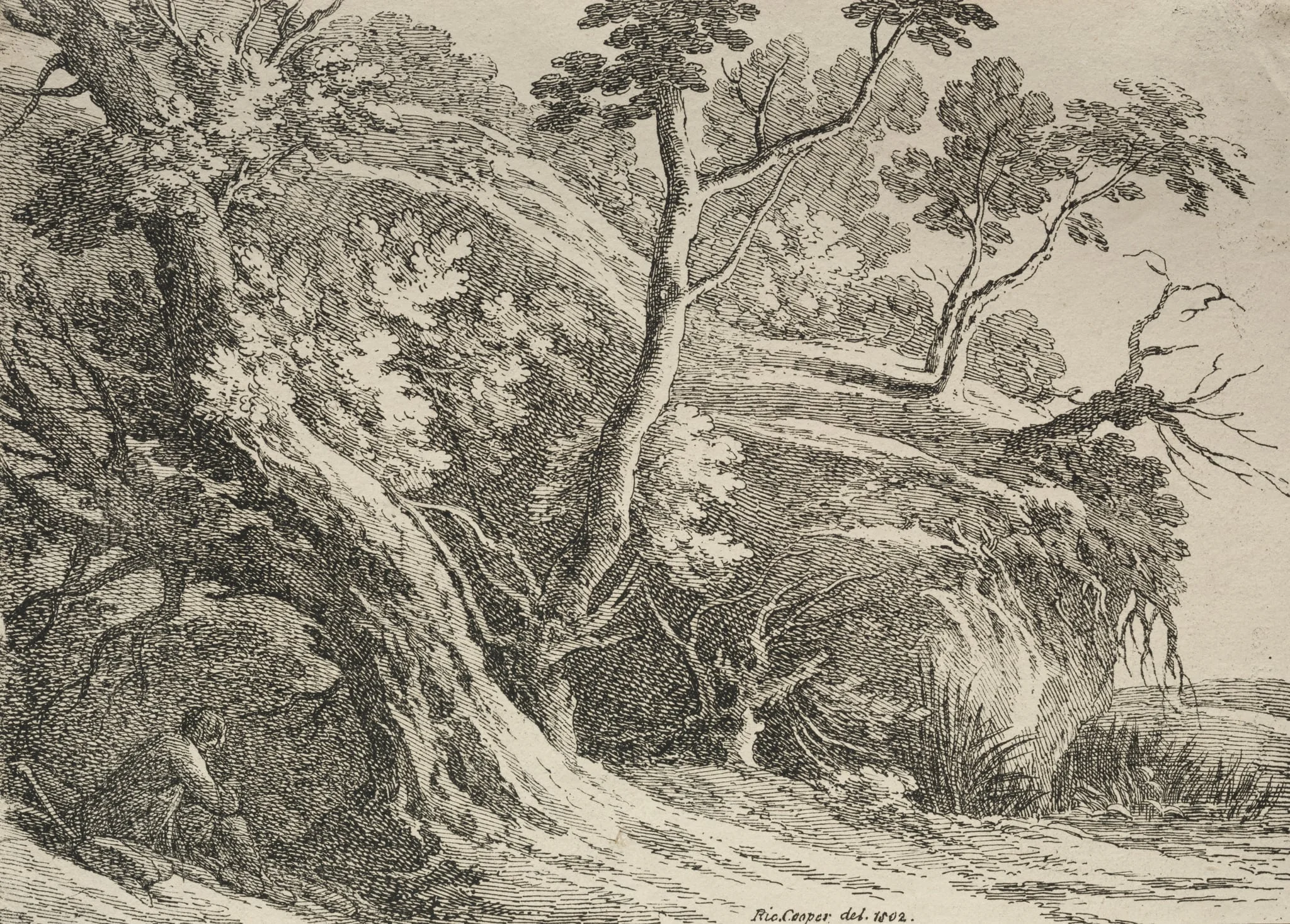 Specimens of Polyautography: Man Seated under an Oak, detail