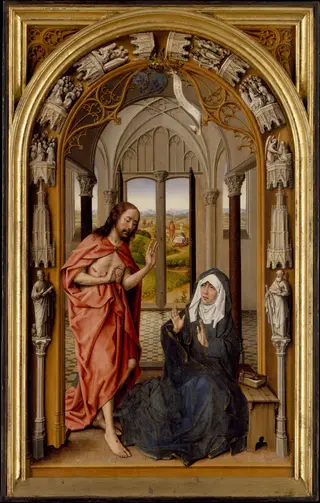 Christ Appearing to His Mother, by Juan de Flandes, oil, 1498
