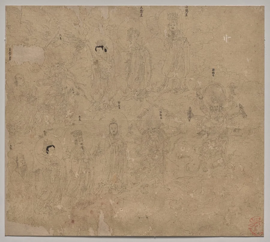 Album of Daoist and Buddhist Themes: Procession of Daoist Deities: Leaf 21, detail