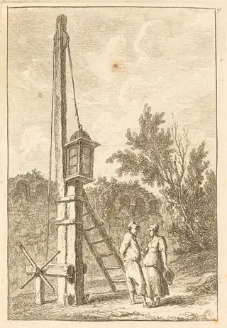 The Post, by Hubert Robert, ink, 1770
