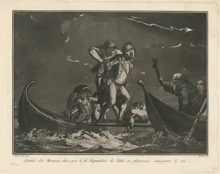 The Canal dei Marani, Where State Inquisitors Had Them Drowned, by Giovanni De Pian, ink, 1797
