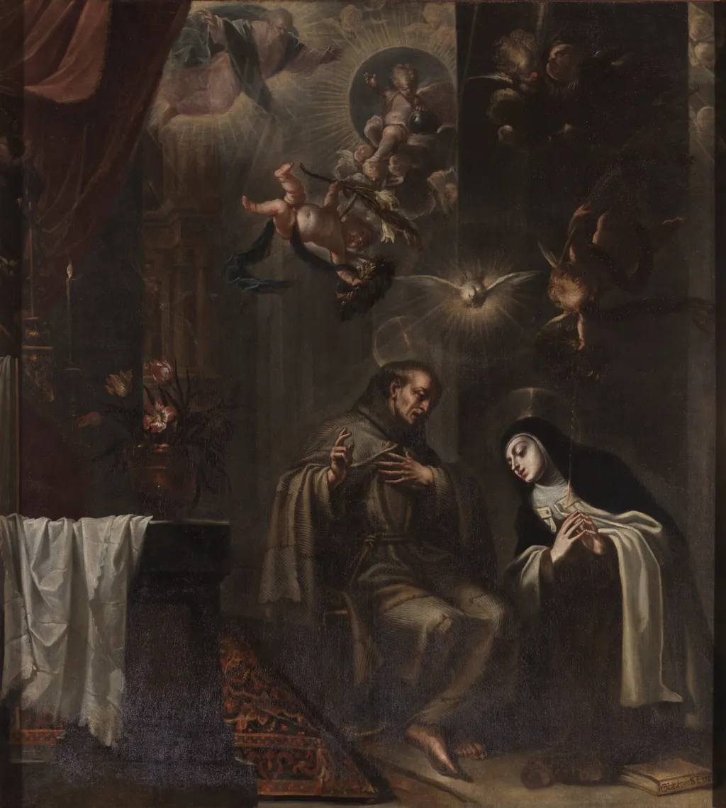 San Pedro de Alcántara confesando a Santa Teresa, by José García Hidalgo, oil, 1675
