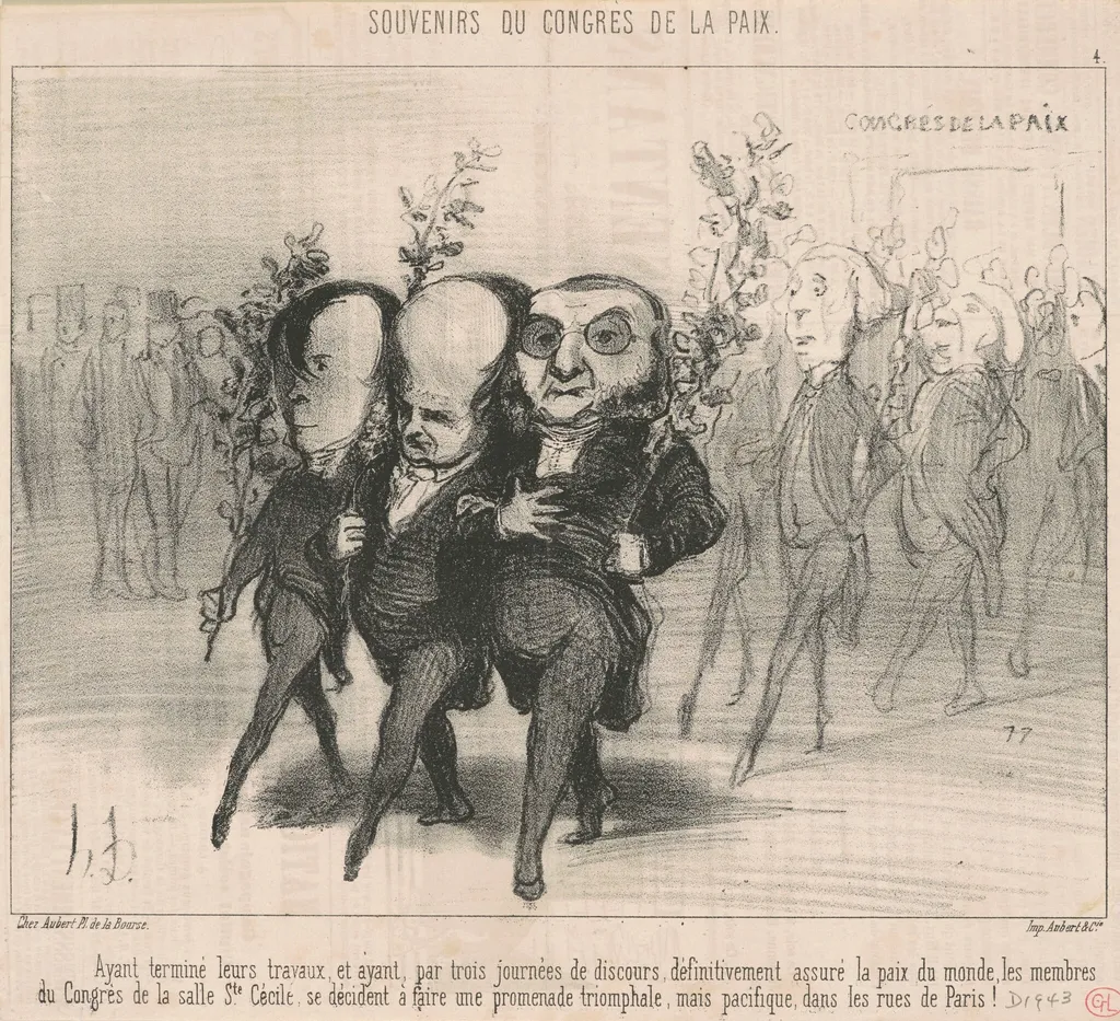 Ayant terminé leurs travaux ..., by Honoré Daumier, ink, 1849