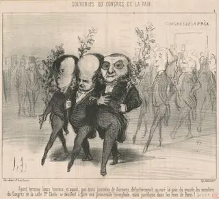Ayant terminé leurs travaux ..., by Honoré Daumier, ink, 1849