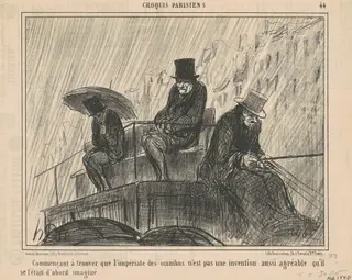 Commencant a trouver que l'impèriale ..., by Honoré Daumier, ink, 1858