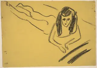 Fränzi Reclining, by Ernst Ludwig Kirchner, crayon, 1910