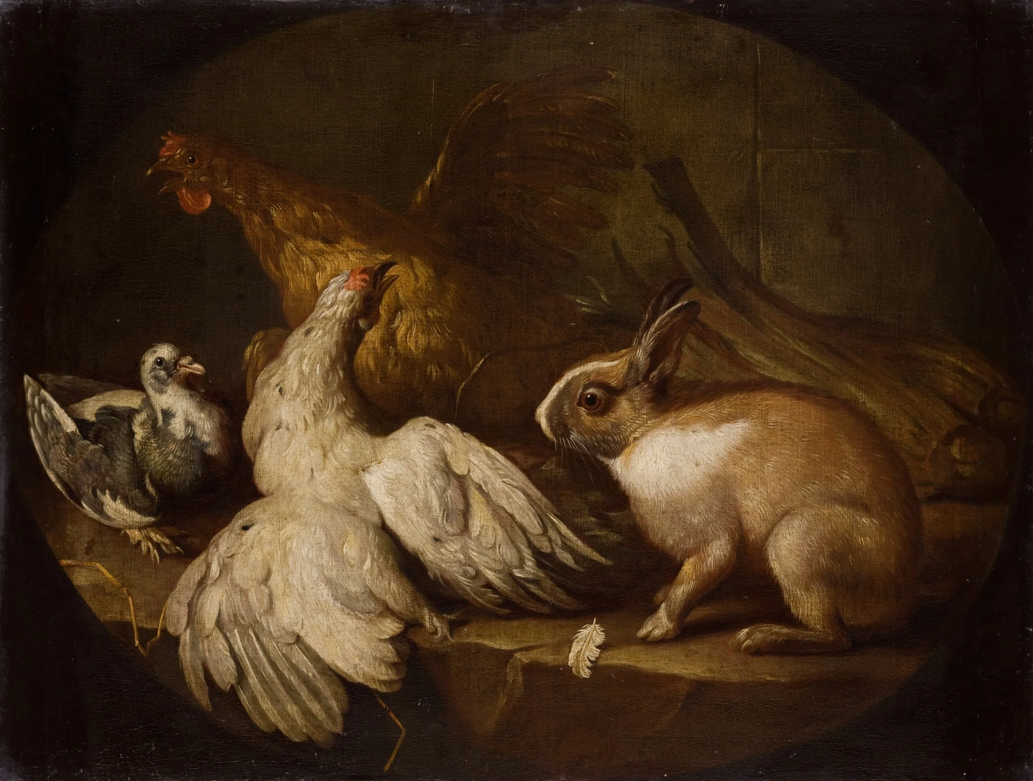 Hens, a Pigeon and a Rabbit, detail