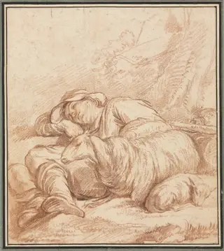 A Sleeping Shepherd, by Pierre Alexandre Wille, 1798