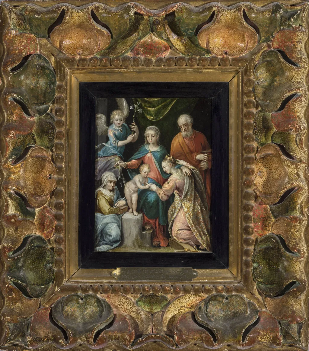 Mystical marriage of St. Catherine, by Dirck de Quade van Ravesteyn, oil, 1596