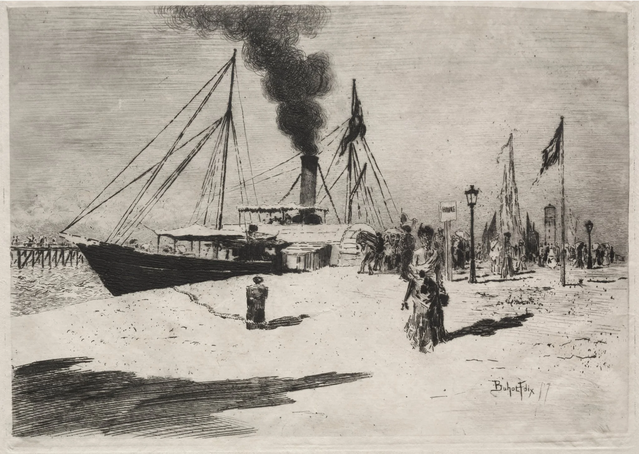The Wharf at Trouville, detail